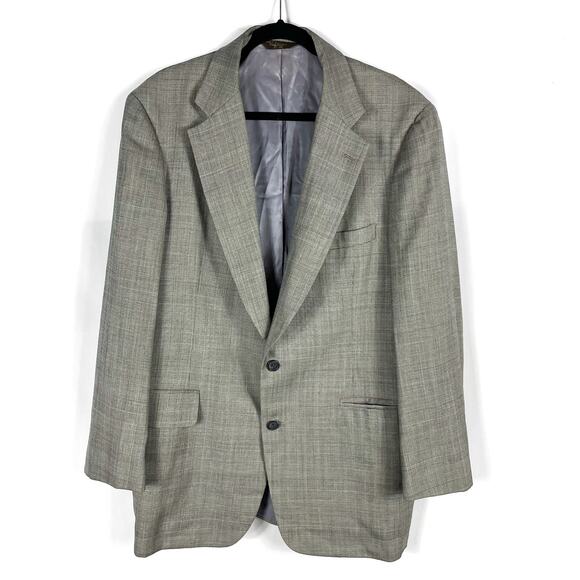 Paul Stuart Classic Plaid Blazer Gray 2-Button Wool Sport Coat Sz 44